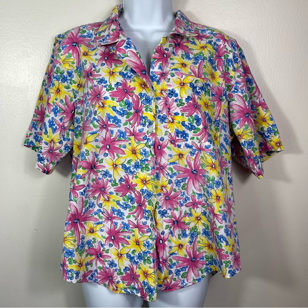 Tropical Print vintage Carriage Court Sport Button Down Shirt - Picture 2 of 4